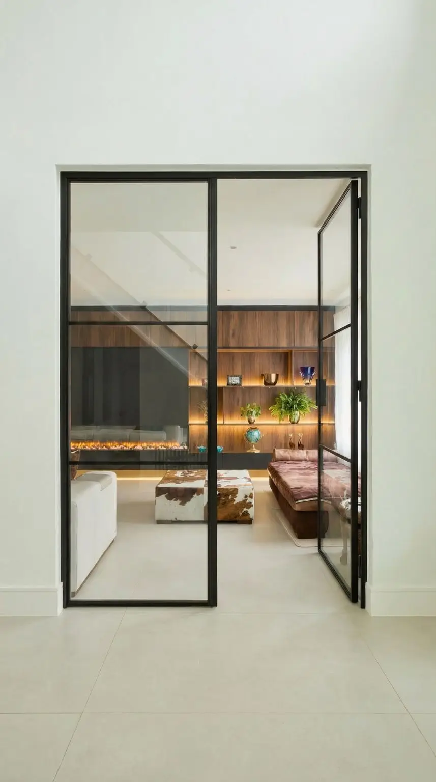Single double doors in the living room